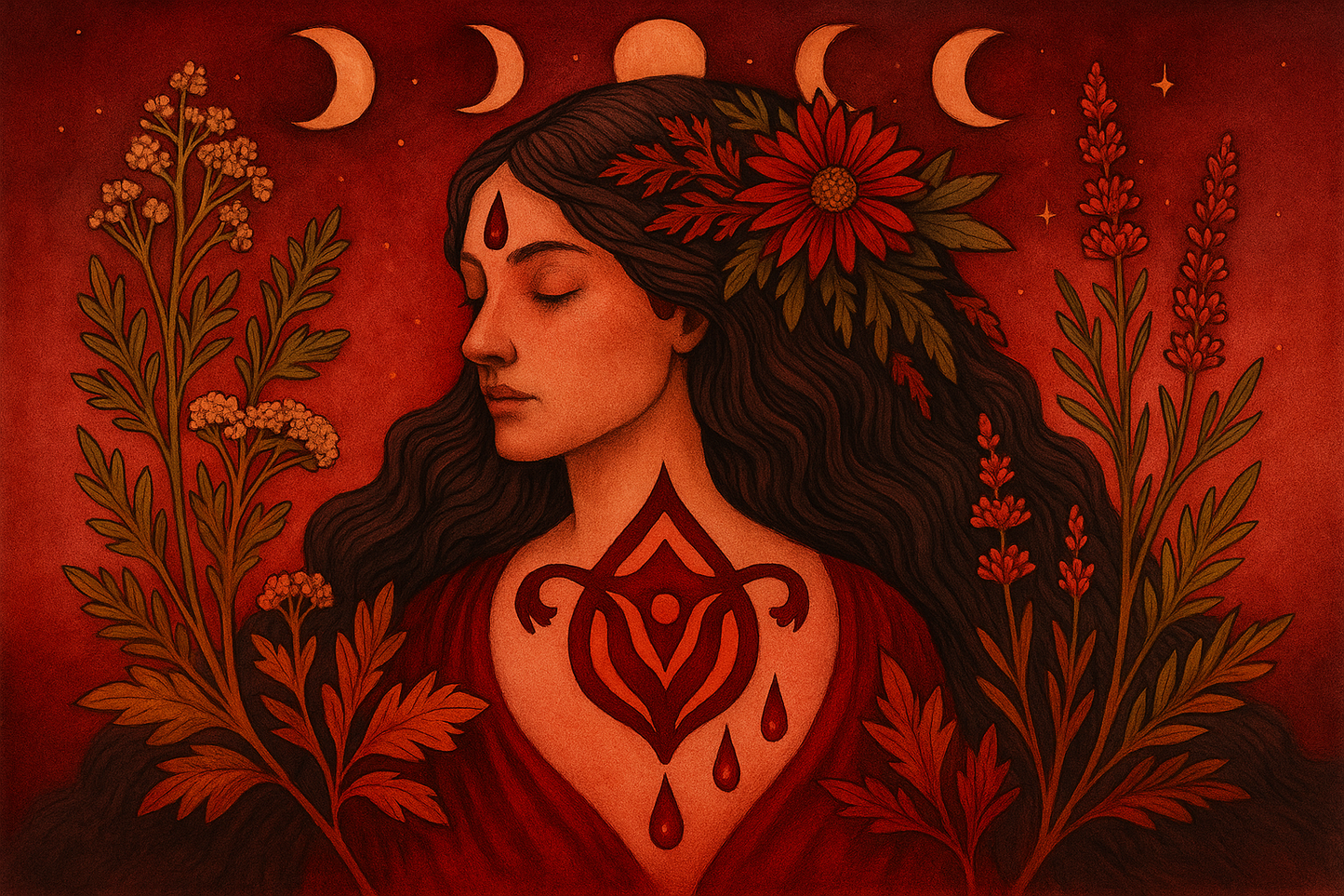 Scarlett Goddess Tincture with Mugwort, Crampbark, Valerian, and Yarrow  – 30ml