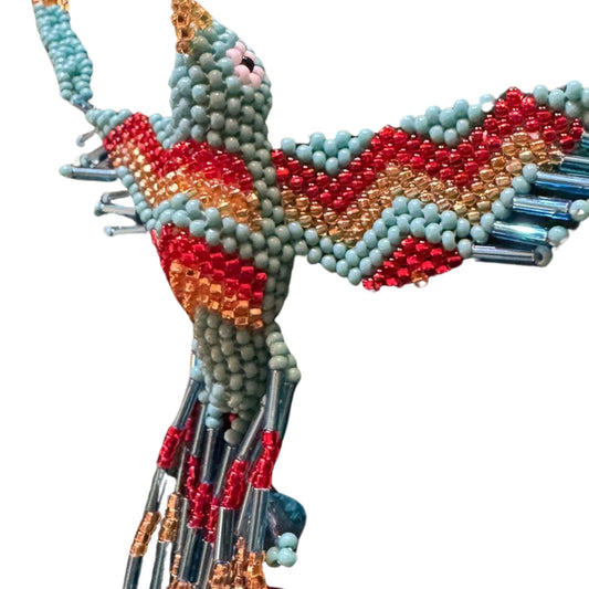 Huichol Hummingbird Beaded Necklace – Sacred Beadwork from Mexico