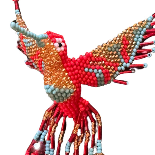 Huichol Hummingbird Beaded Necklace – Sacred Beadwork from Mexico
