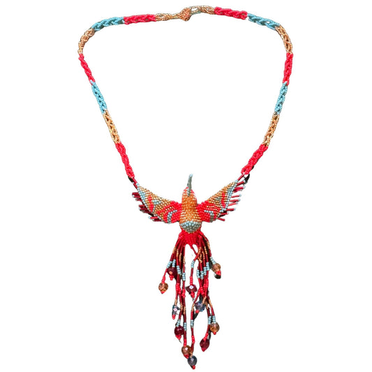 Huichol Hummingbird Beaded Necklace – Sacred Beadwork from Mexico