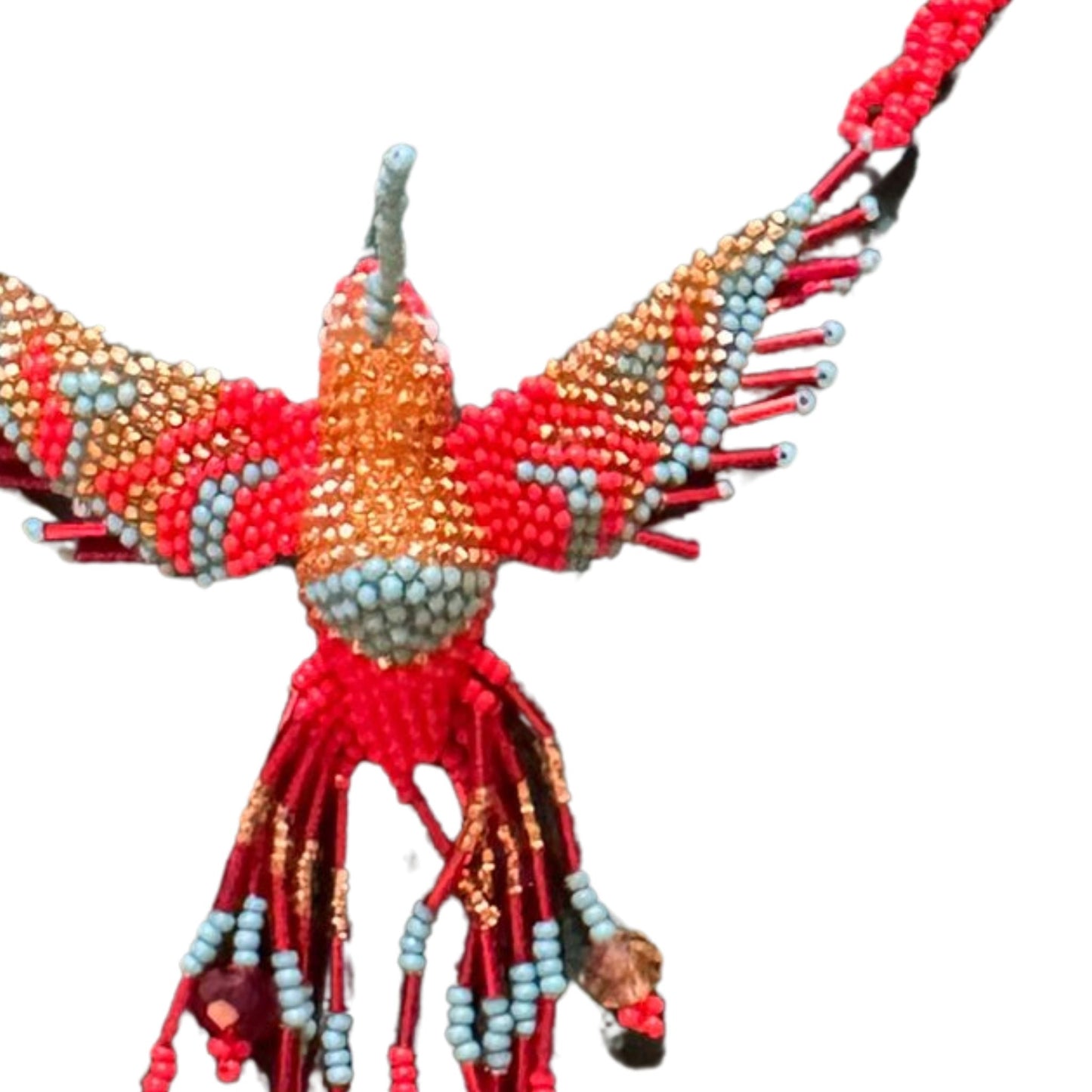 Huichol Hummingbird Beaded Necklace – Sacred Beadwork from Mexico